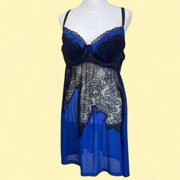 Cacique Other - Cacique Women's 18/20 Slip Dress Lingerie Silk Underwire Lace Dark Romantic